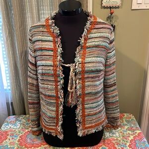 Tory Burch Abageil Yarn Knit Textured Tweed Jacket Size 6